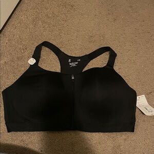 Xersion 2X Black Zip-Front Sports Bra